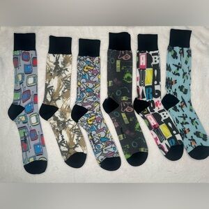 EnerWear Mens 3D Printed  Socks 6 Pairs  Mens Shoe Size  6-12 colorful